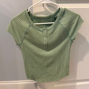 American Eagle Outfitters Teal Ribbed Button Top